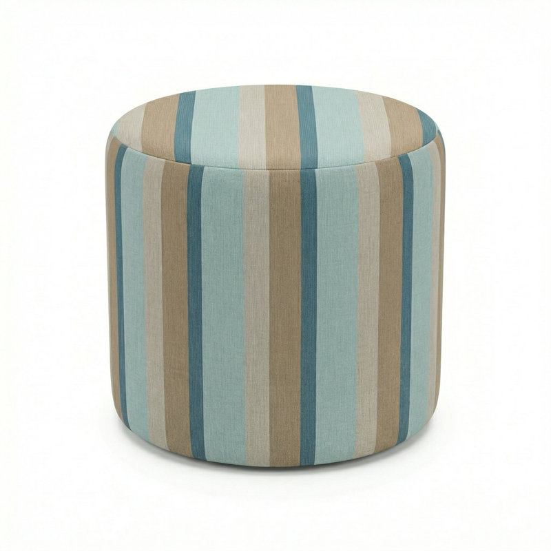 Berlin Gardes Lilly Hive 18" Round Pouf, Blue/Gray/Beige