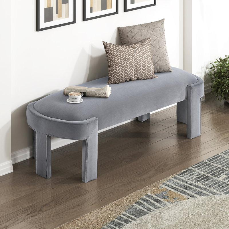 Banc rembourré élégant, Gris