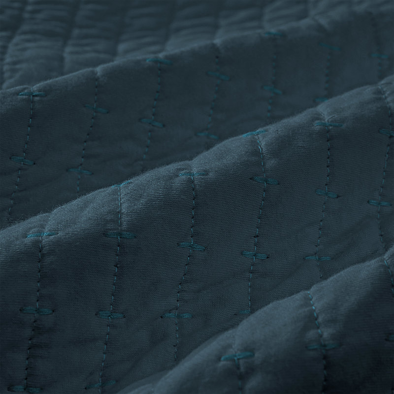Wonderful 100% Cotton Jersey Quilt Set, King Quilt + 2 King Shams, Dark Teal