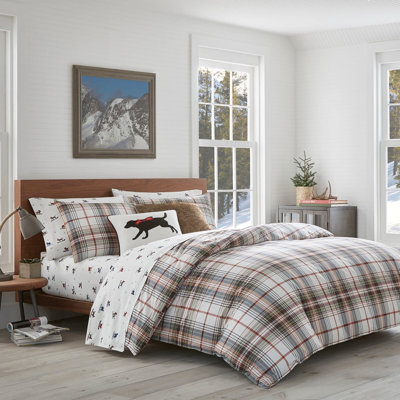 White/Charcoal/Red 100% Cotton 4 Piece Comforter Set