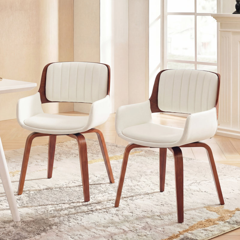 Fauteuils pivotants rembourrés en similicuir Aura, Blanc