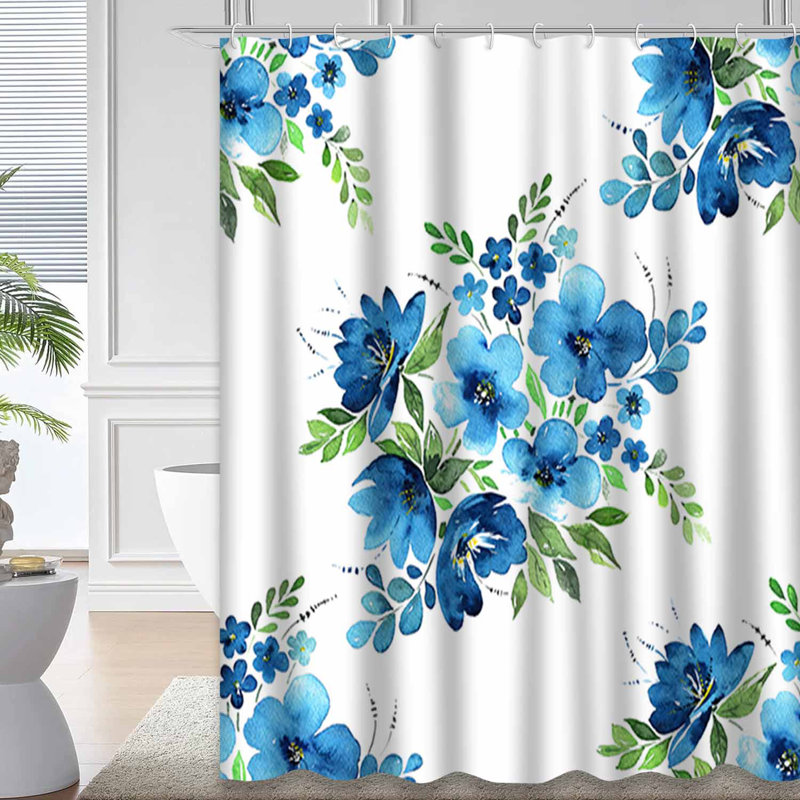 Rideau de douche avec 12 crochets Watercolor Floral, L 72 po x l 84 po