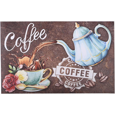 Tapis de séchage à vaisselle à motif de café pour comptoir de cuisine 24 po x 16 po, support en caoutchouc antidérapant à séchage rapide avec support en caoutchouc pour machine à café