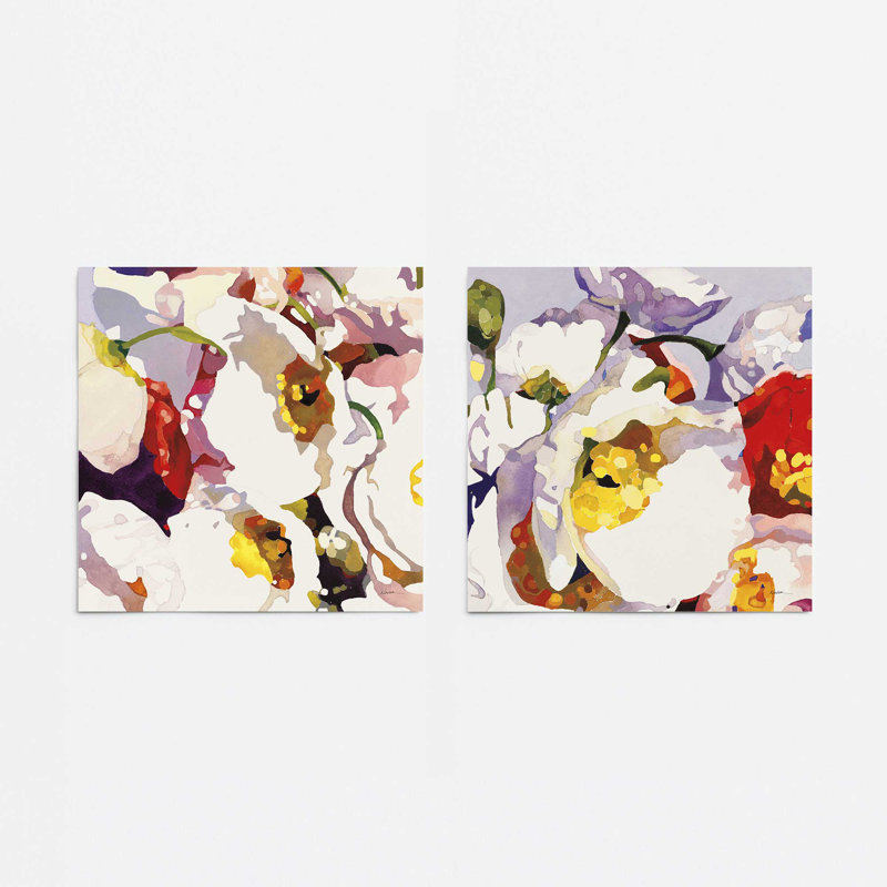 Ensemble de 2 impressions sur toile Vivid Floral Expressions, Papier, H 16 po x l 4 po x P 0,1 po