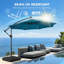 Parasol en porte-à-faux de 120 po, parasol de patio suspendu décalé de 10 pi avec 32 lumières DEL et inclinaison facile, abat-jour de parasol extérieur commercial pour la cour, la piscine, la plage et le jardin-2019512940