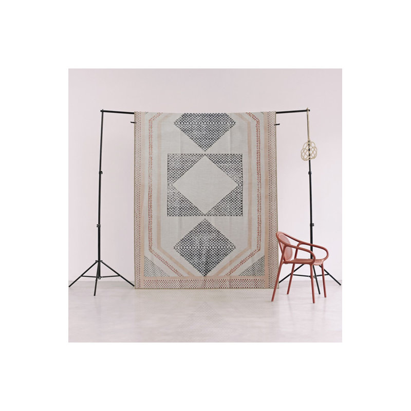 Tapis décoratif lavable à la machine moderne à motif géométrique beige, Rectangle 3 pi 3 po x 4 pi 11 po