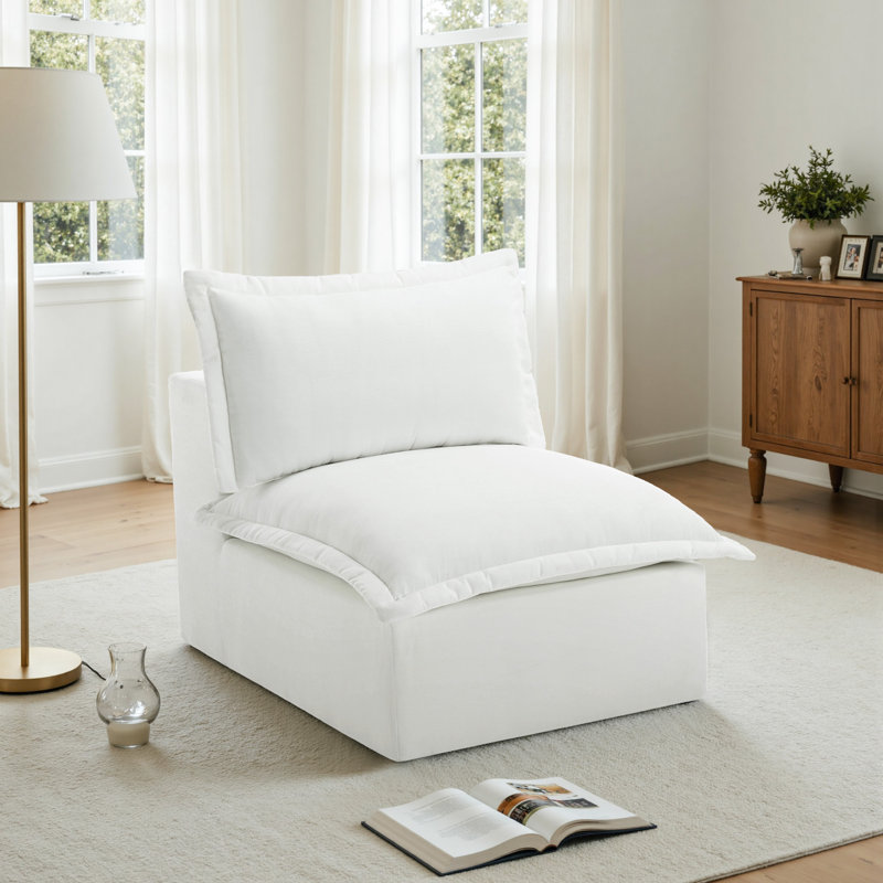 Upholstered Accent Chair, White 