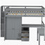 Lit mezzanine double avec échelle, bibliothèque, tiroirs, bureau et garde-robe - mobilier multifonctionnel peu encombrant convenant aux enfants et aux adolescents - gris-121069847