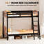 Lit superposé simple au-dessus de simple en bois massif, lits superposés simples pour enfants et adultes avec garde-corps pleine longueur, aucun sommier requis-776491449