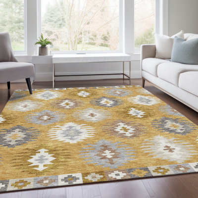 Tapis doré Prisco lavable à la machine de qualité supérieure