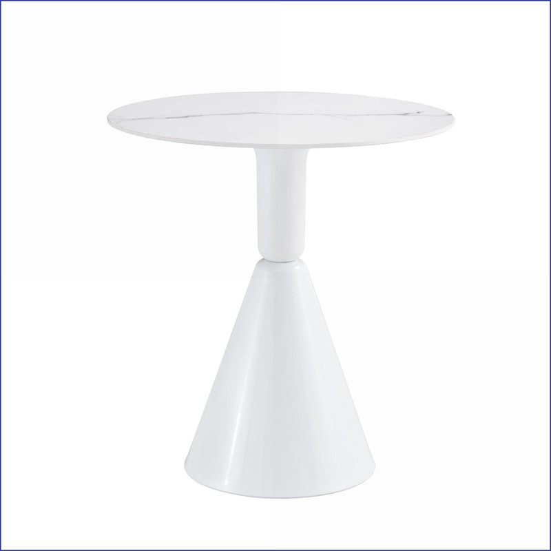 Table basse de coin blanche arrondie pour le salon et amp; Salle à manger, plateau en pierre naturelle facile à nettoyer