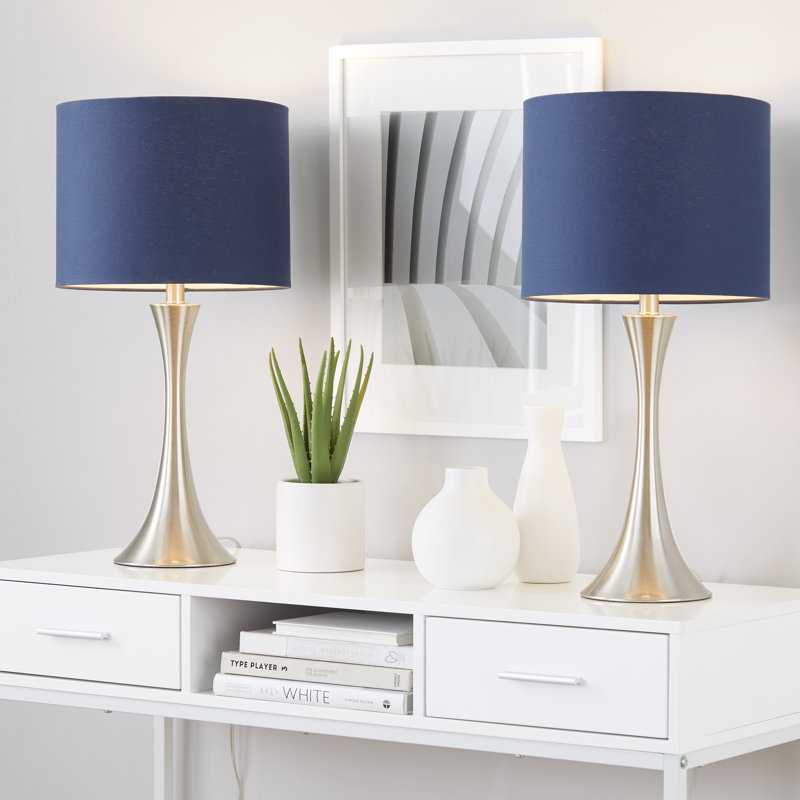 Adonis Metal Lamp, Navy Blue, Brushed Nickel