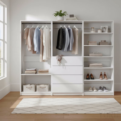 Système de placard autoportant blanc en bois
