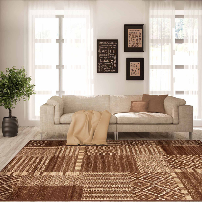  Ingrid Modern Block Patchwork Power-Loomed 4' x 6' Indoor Area Rug, Rectangle 4' x 6'