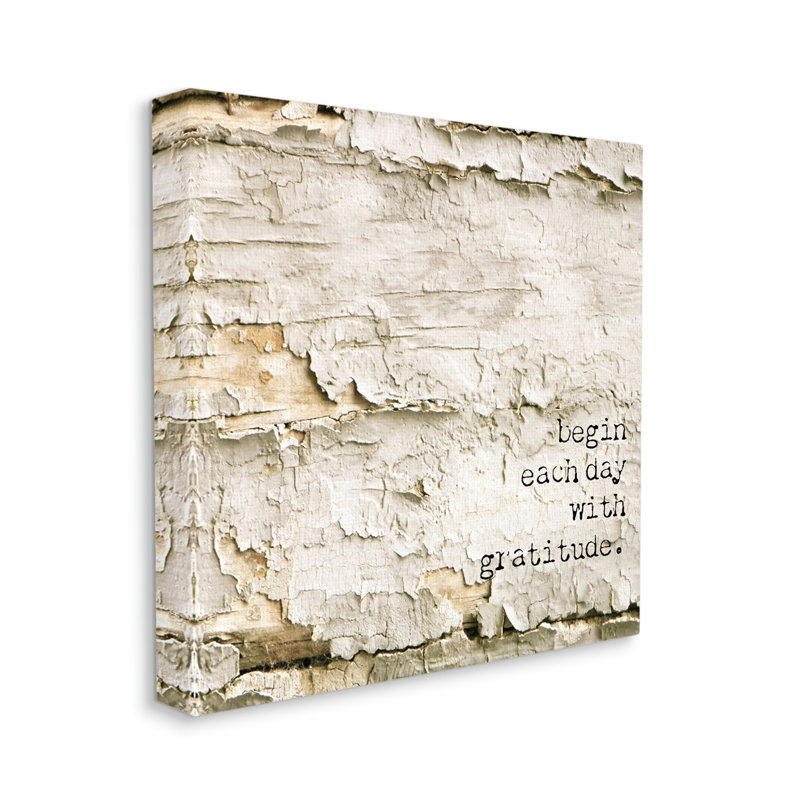 «Inspiring Gratitude Typographie Expression Rustic Flake Tree» par Graffitee Studios - Art graphique sur toile non encadrée
