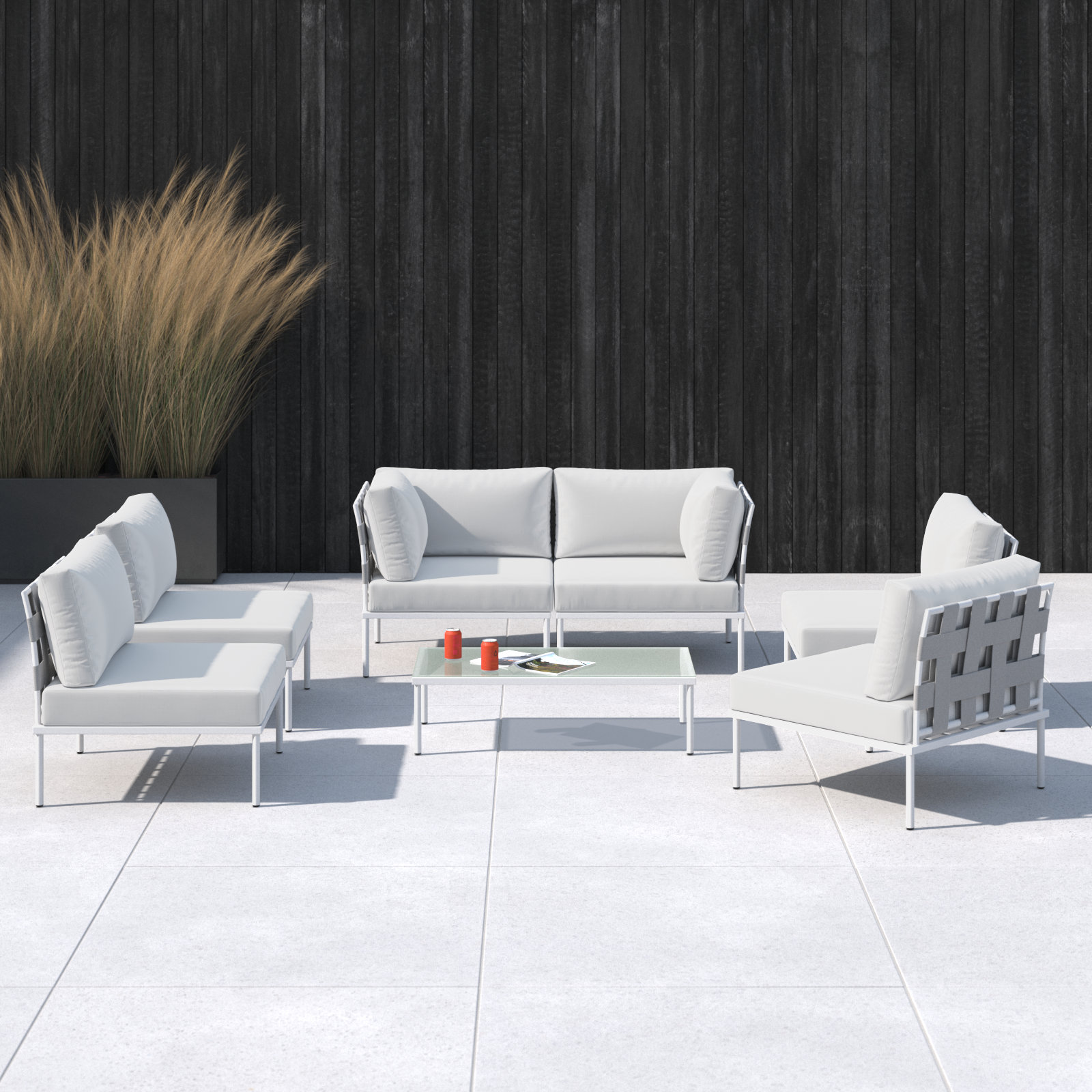 Harmony 6-Person Patio Seating Group, White