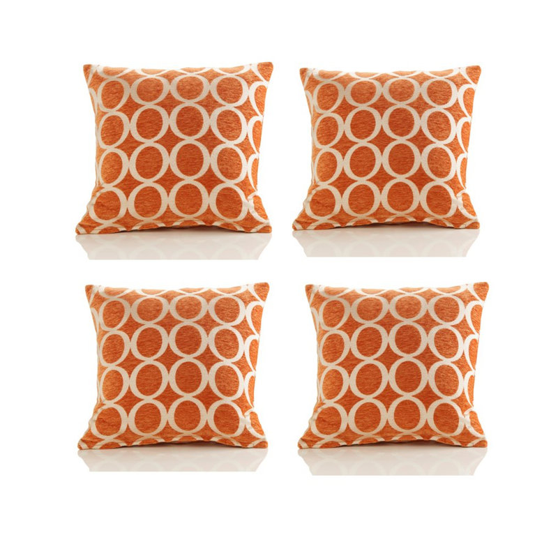 Broward Oh Geometric Cushion with Filling, Orange, 45cm H x 45cm W x 15cm D