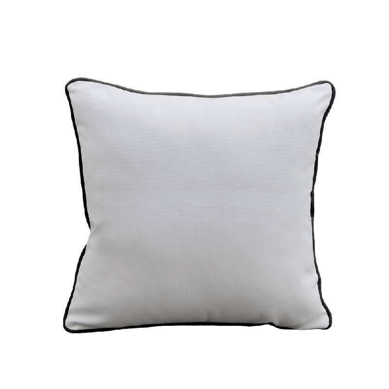 East Green 18 X 18" Square Outdoor Accent Pillow, White With Black Piping, White/Black Piping