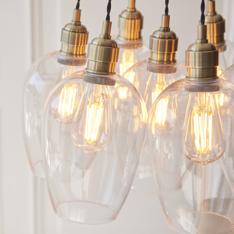 Alans 7Cluster Chandelier, Antique Brass