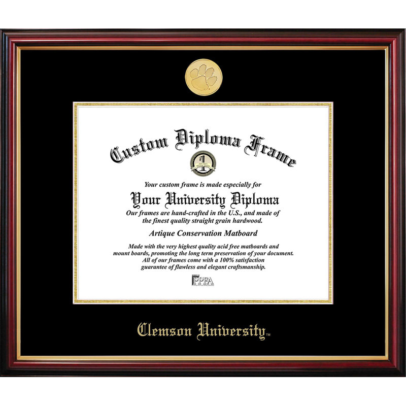 Cadre de petit diplôme Clemson University, L 11 po x H 8,5 po, NCAA Clemson