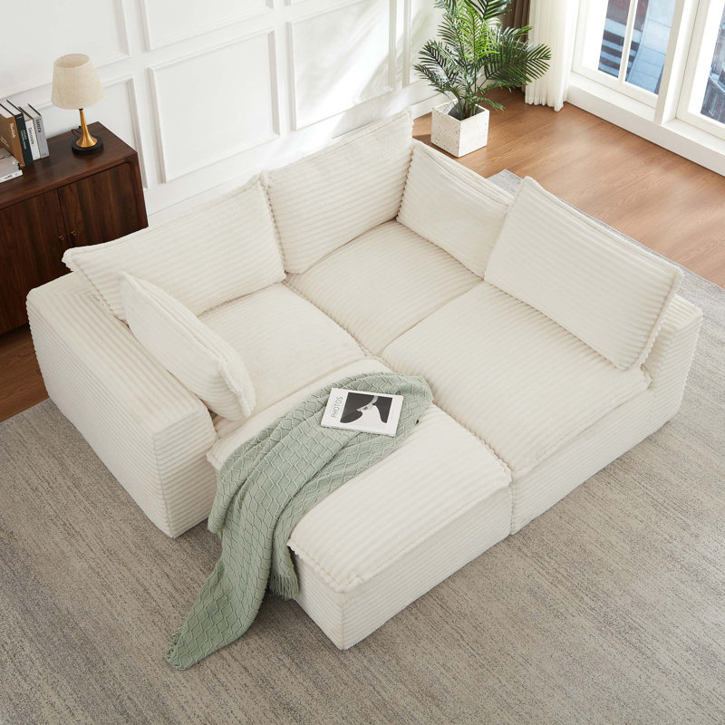 Canapé modulaire en L avec repose-pieds Cloud-Inspired, aucun assemblage requis