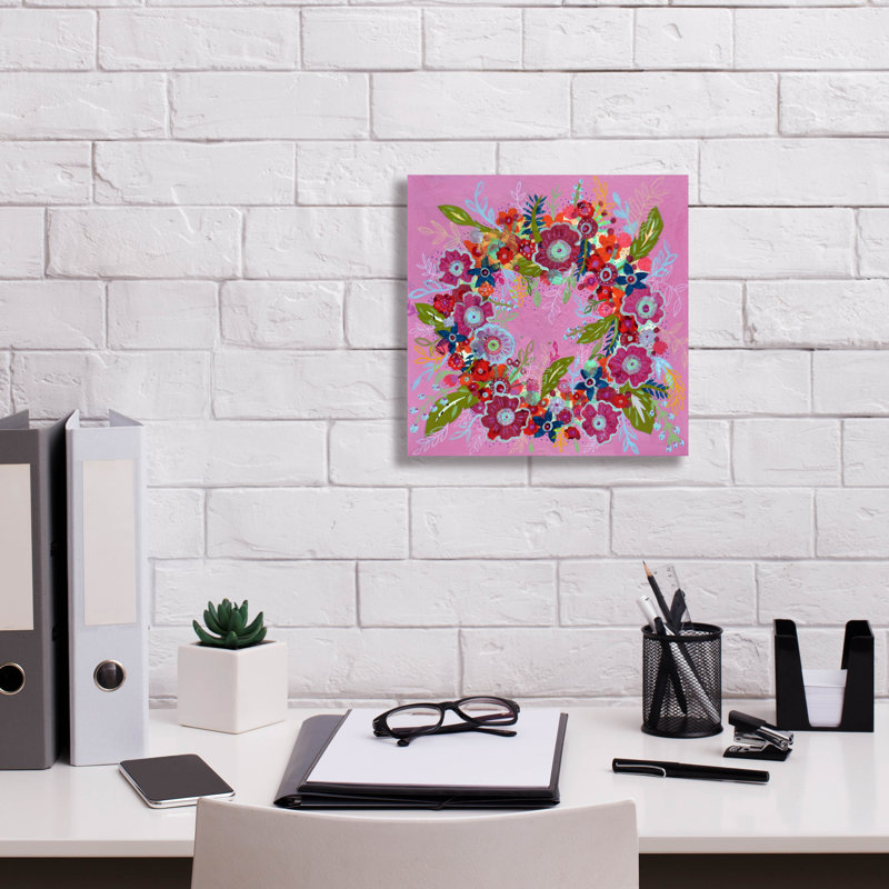 Toile épique Graffiti «Spring Wreath» par Jeri Hauth, 12 po x 12 po, H 12 po x l 12 po