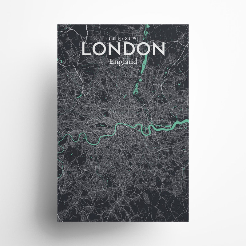 London City Map in Dream 1 Piece Wall Art, 36cm H x 24cm W x 0.05cm D