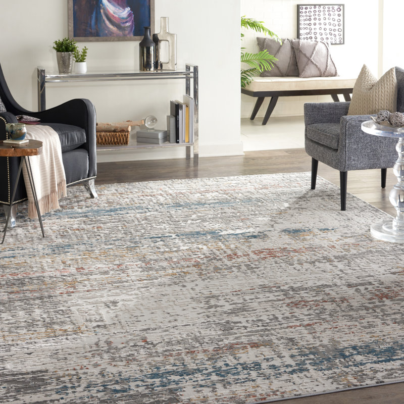 Piazza Abstract Gray Area Rug, Rectangle 5'3" x 7'3"