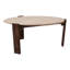 Table basse moderne en bois et travertin moderne pour le salon - Petite table d'appoint avec base robuste pour chambre à coucher - 37 po, brun et brun clair