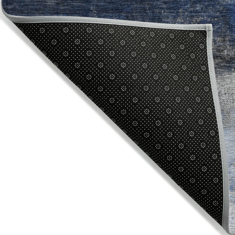Tapis bleu marine Xhevrie intérieur / extérieur lavable à la machine, Rectangle 9 pi x 12 pi