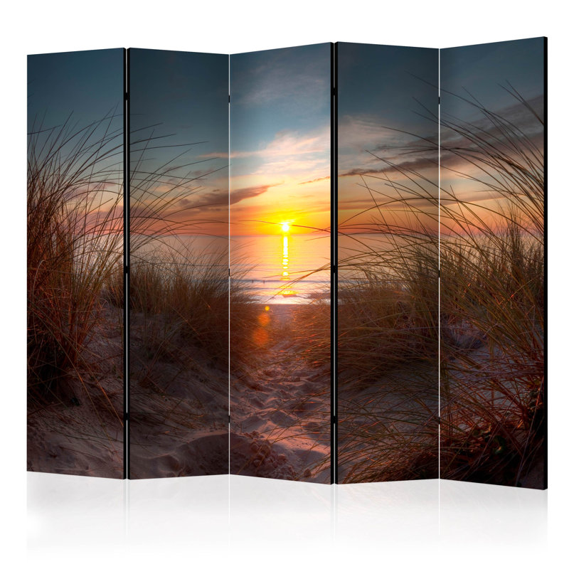 Gulcan 225cm W x 172cm H 5 - Panel Solid Wood Folding Room Divider