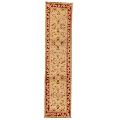 Tapis ivoire et rouge noué à la main de haute qualité