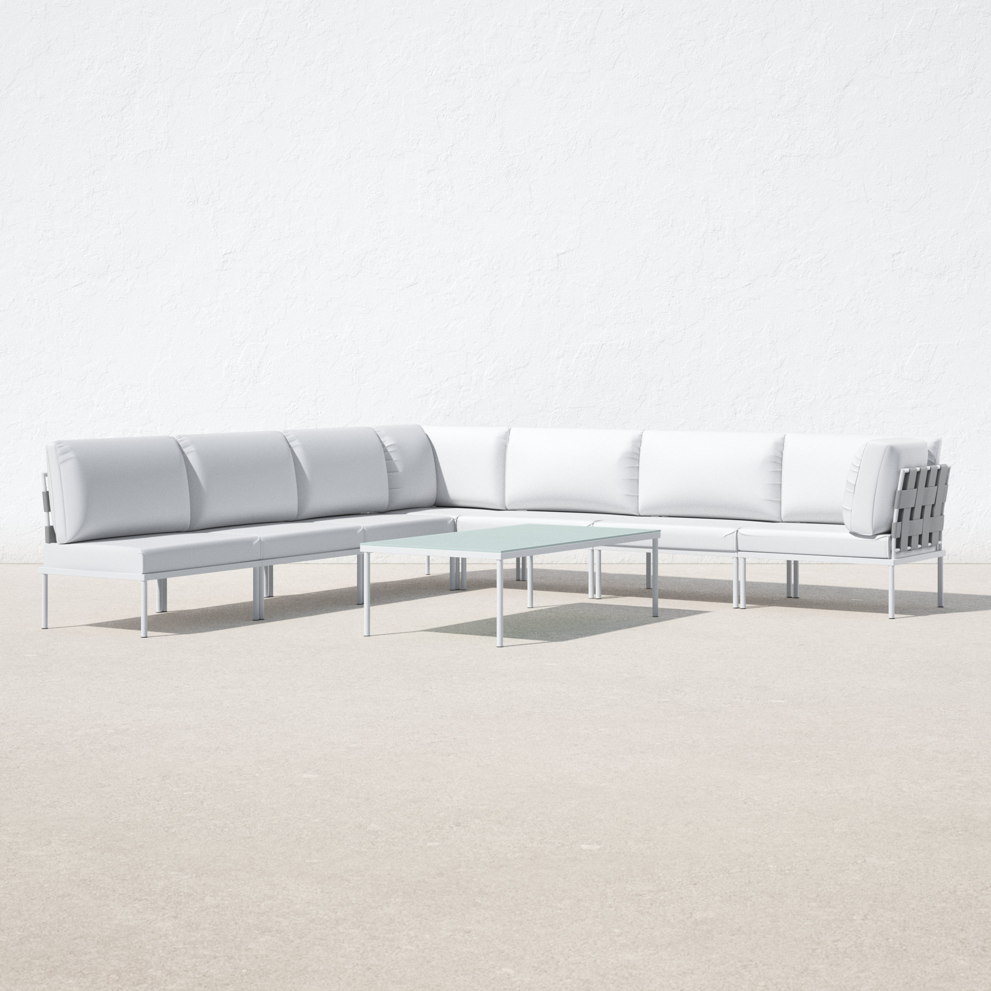 Harmony 8-piece Outdoor Patio Aluminum Sectional Sofa Set, White