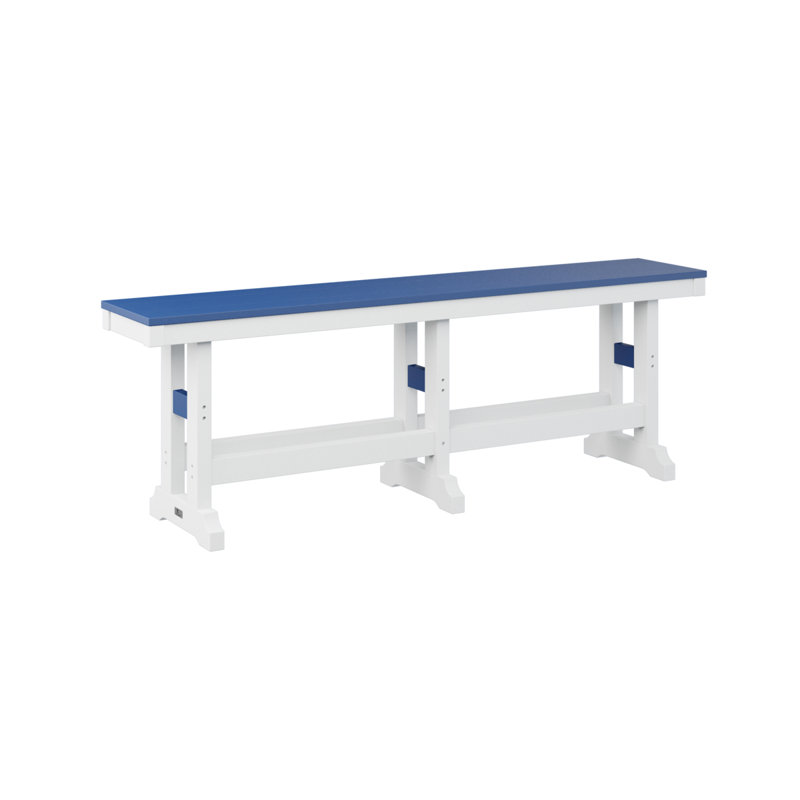 Banc berlinois de 66 po Berlin, H 18 po x l 66 po x P 12,5 po, Bleu pacifique / Blanc