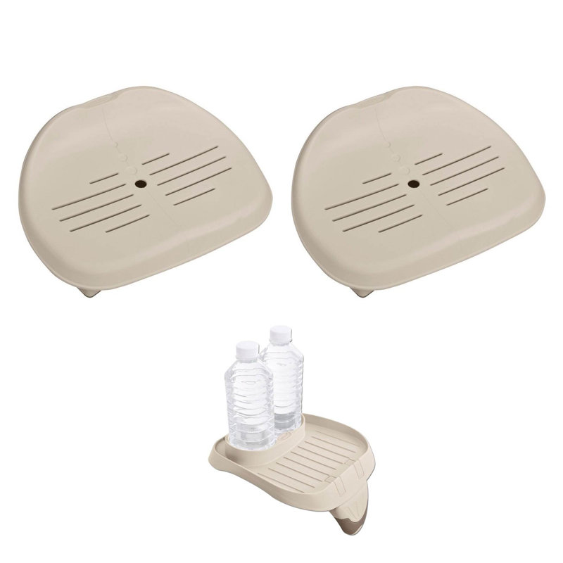 Removable Hot Tub Seat and Cup Holder Tray Accessory