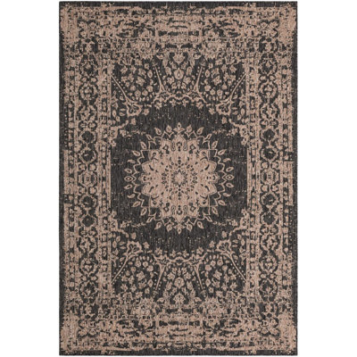 Tapis de couloir contemporain de couleur noire Hintz