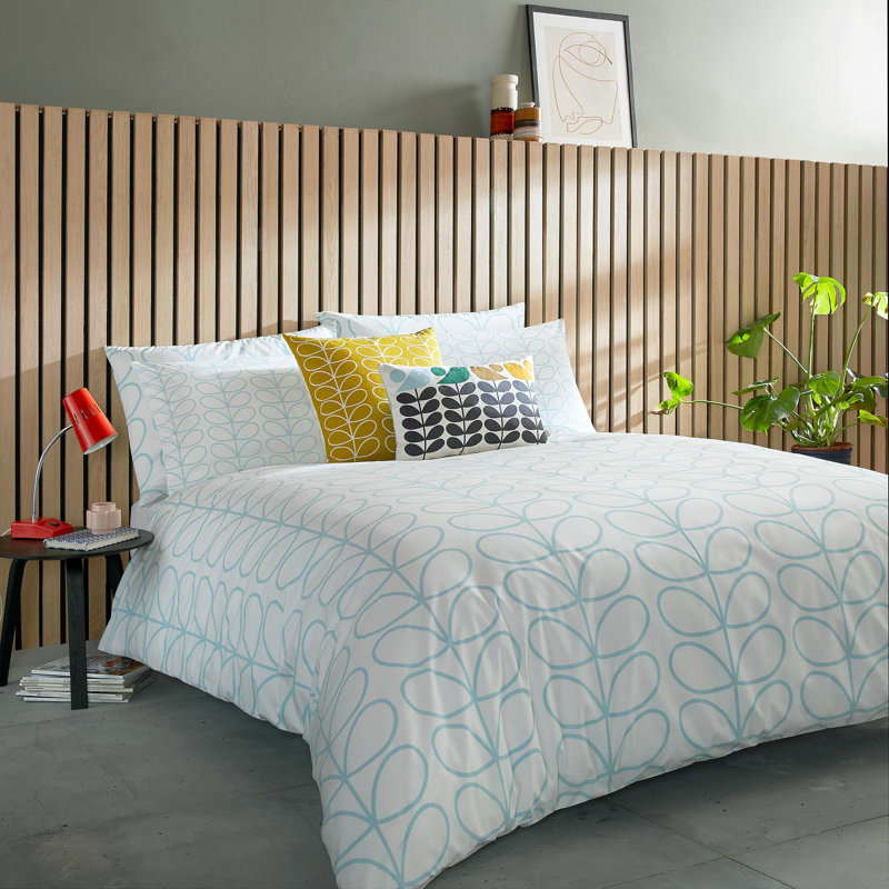 Linear Stem 200 TC Percale Duvet Cover, Single Duvet Cover, Neptune Blue