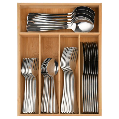 Ensemble de 40 couverts en argent avec organisateur de tiroir pour 8 personnes, ensemble de couteaux avec cuillère et fourchette, antirouille et lavable au lave-vaisselle
