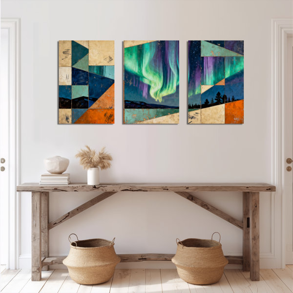 Winston Porter Northern Lights Abstract Geometric Canvas Wrapped Wall ...