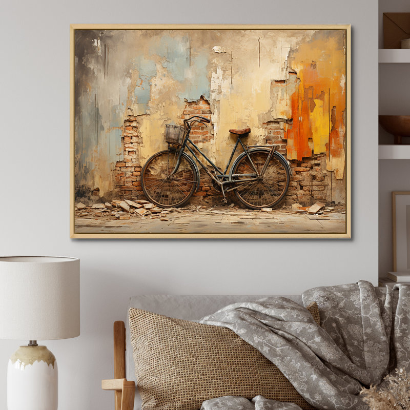 Rustic Vintage Cycle Ride - Art mural vélo, Cadre naturel flottant, 16" H x 32" W