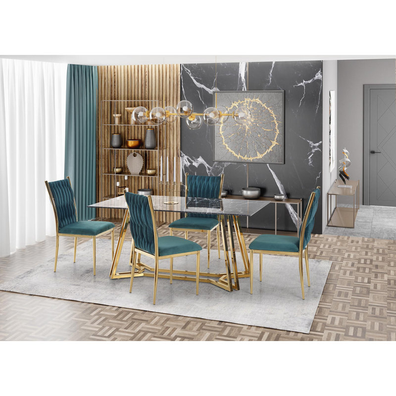 Ailanni Glass Top Metal Base Dining Table