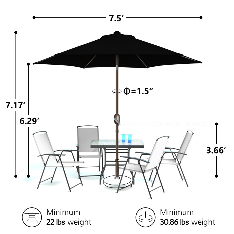 Parasol Shadan avec contrepoids inclus, Noir