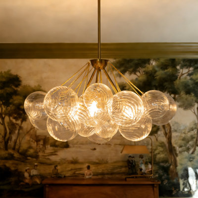 3 - Light Dimmable Glass Bubble Chandeliers