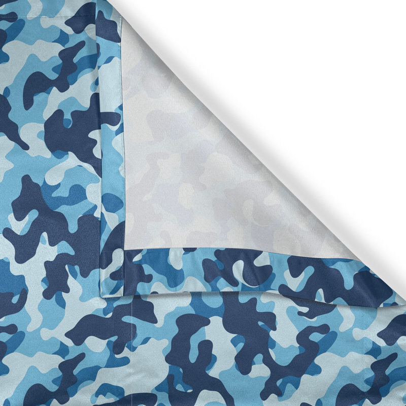 Rustic curtain, blue tinted design, coconut blue