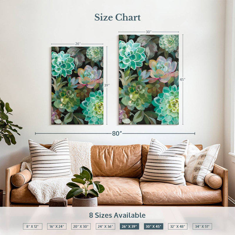 Harnek Floral Succulents III, H 39 po x l 26 po