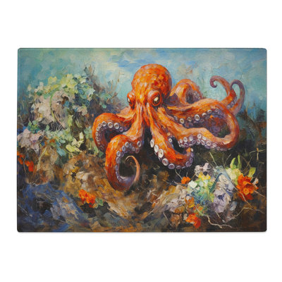 Octopus Impressionism  Glass Chopping Board