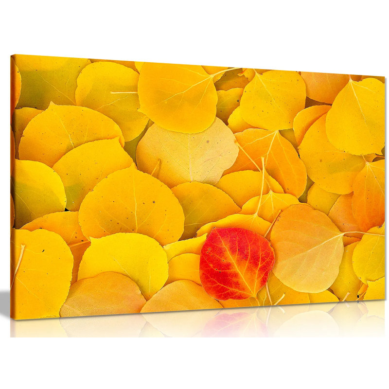 Yellow Leaves Canvas Wall Art Picture Print - Wrapped Canvas Print, 41cm H x 61cm W