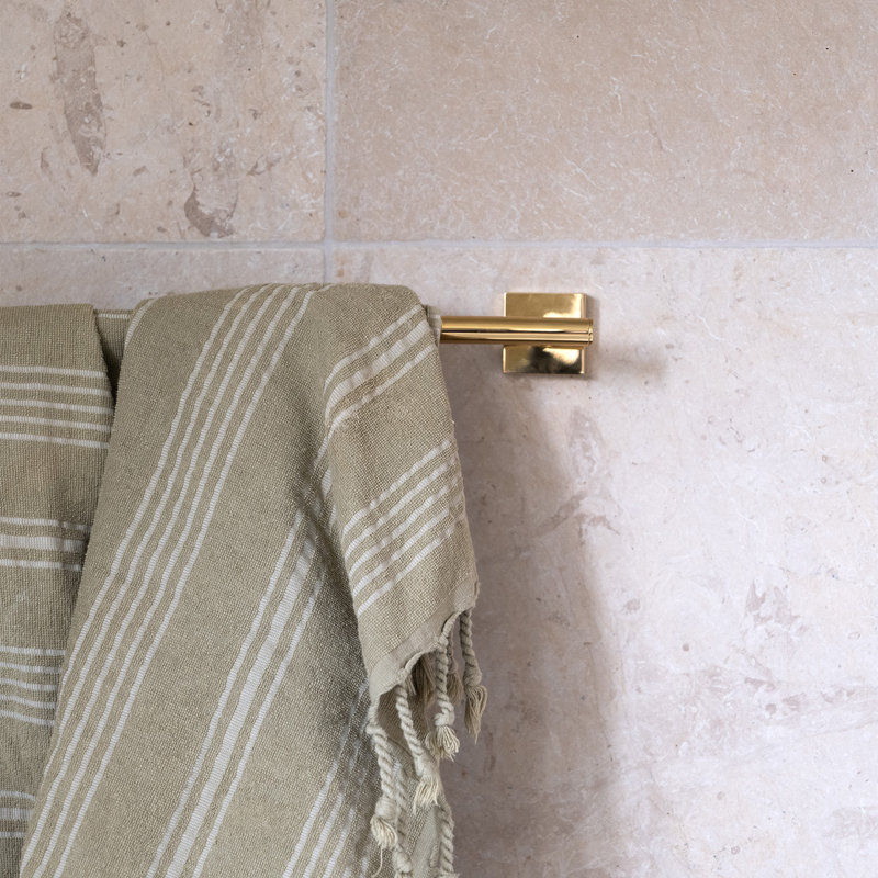 Wall mounted single towel bar-square escutcheon , Polished Brass