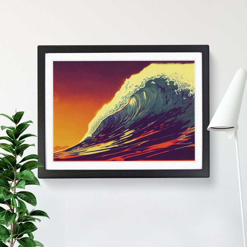 XH1022-2254X Colourful Wave - Single Picture Frame Print, Black Framed, 34cm H x 46cm W x 2cm D