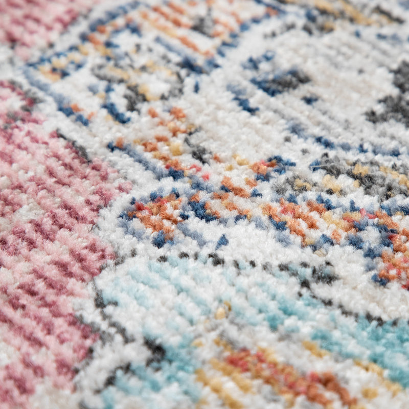 Verutiao Balcony Terrace with Oriental Power Loom Pink/Beige/Blue Indoor/Outdoor Rug, Rectangle 140 x 200cm